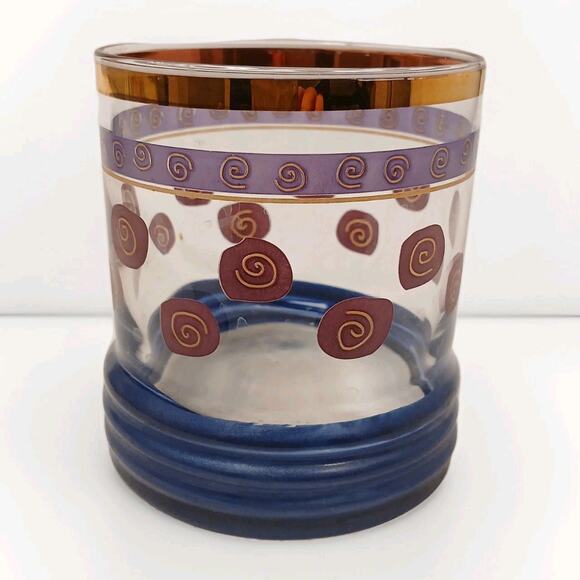 Sakura Sango Sue Zipkin Tumbler Drink Glass Blue Gold Cocktail Party Art Deco - Picture 7 of 15